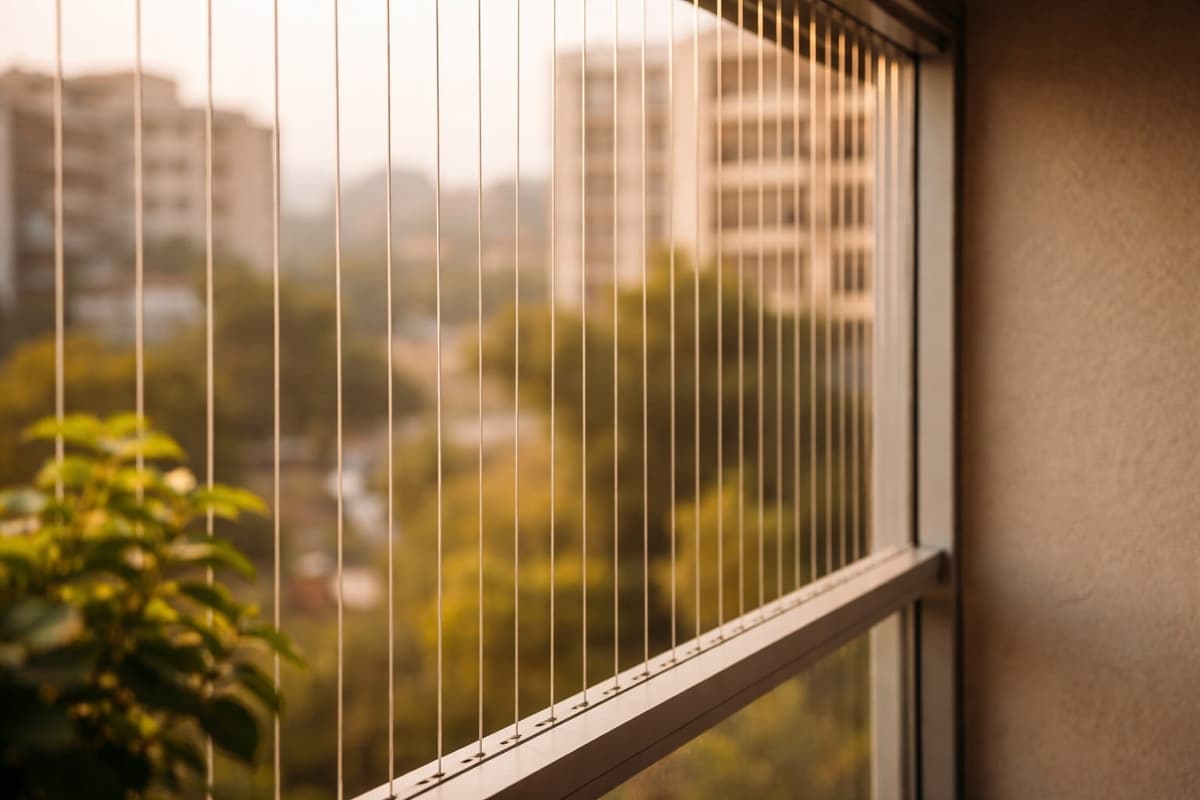 Balcony safety solution with invisible grills and child-proof system on high-rise building in Ranchi